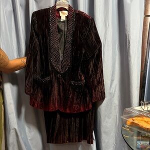 Nina Austin Burgundy Velvet Beaded Jacket